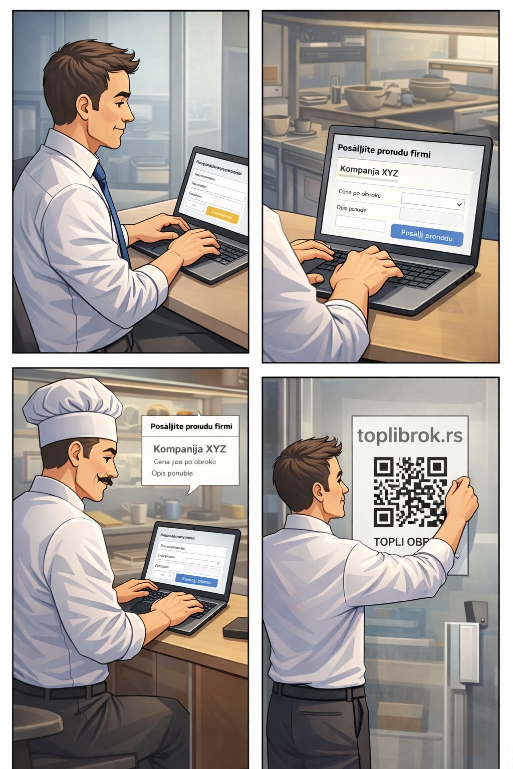 Strip - firma traži ponudu, restoran šalje ponudu i postavlja QR